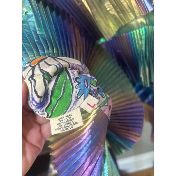 Celia B Acke Metalic Pleated Mini Dress Multi Womens Size Large - Picture 10 of 16